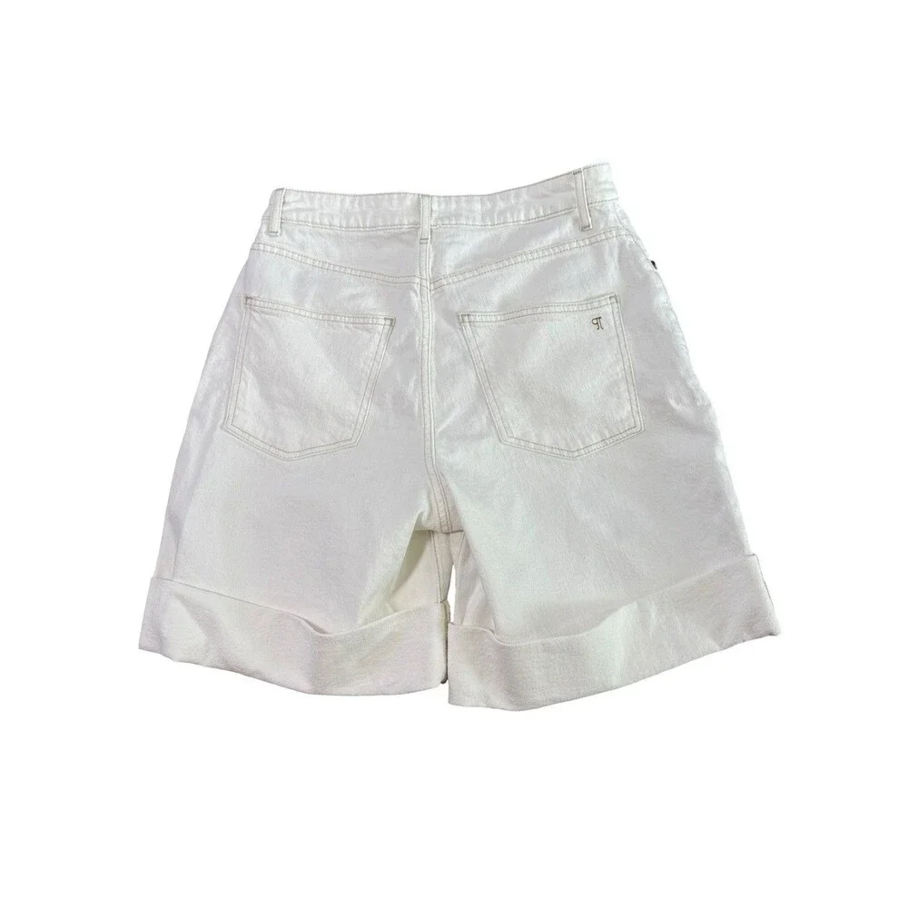 Anthropologie Pilcro The Austyn High Rise Cuffed Jean Shorts Ivory Size 28 NWT - Picture 3 of 11